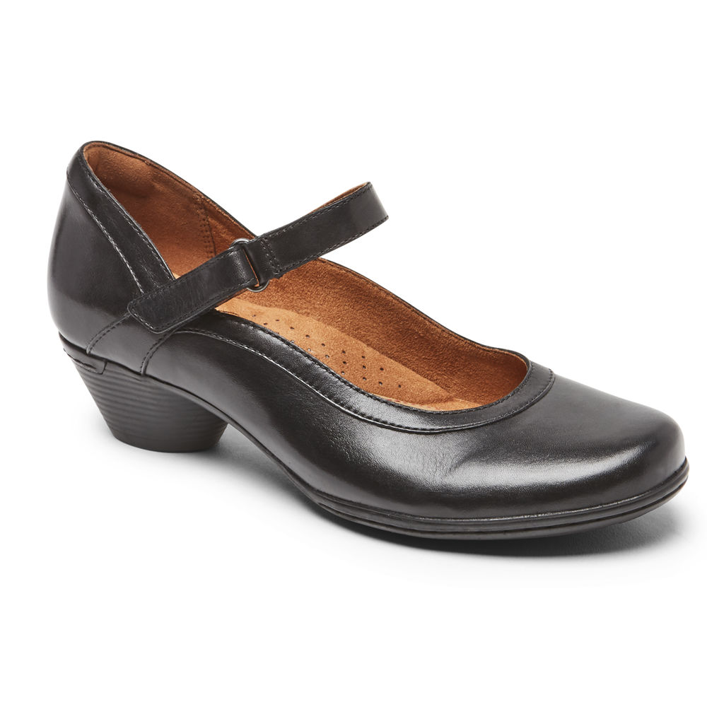 Rockport Singapore Womens Flats - Cobb Hill Laurel Mary Jane Black - HE2714965